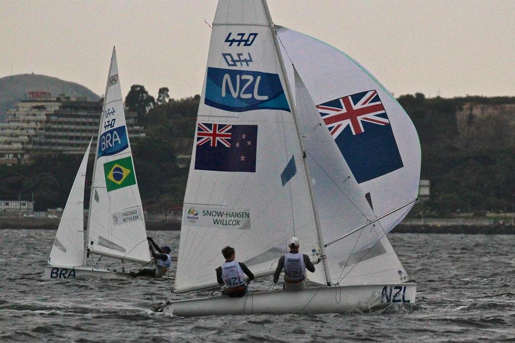 Paul Snow-Hansen and Dan Willcox in second place in Race 2 Mens 470 © Richard Gladwell www.photosport.co.nz